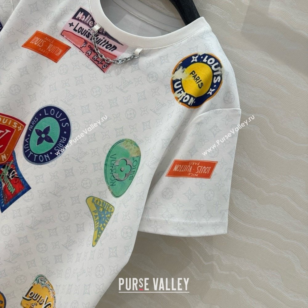 Louis Vuitton Mahina Patch Print T-Shirt 1AHITR White 2025 (Q-25050702)