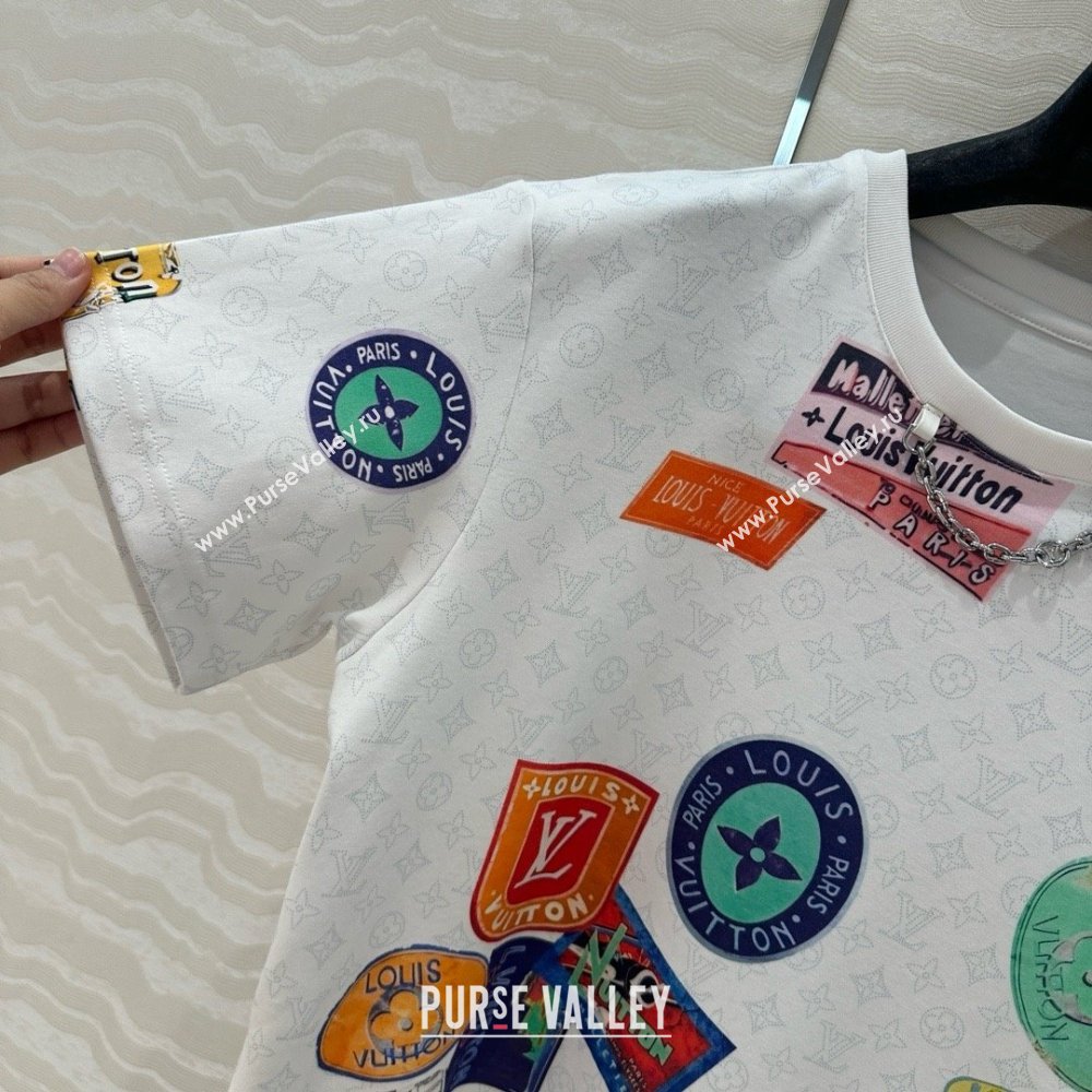 Louis Vuitton Mahina Patch Print T-Shirt 1AHITR White 2025 (Q-25050702)