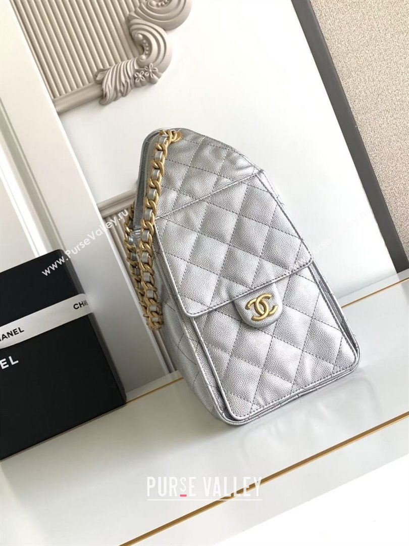 Chanel 25 Small Handbag in Grained Calfskin AS5293 Silver Spring-Summer 2025 (YEZI-25050605)