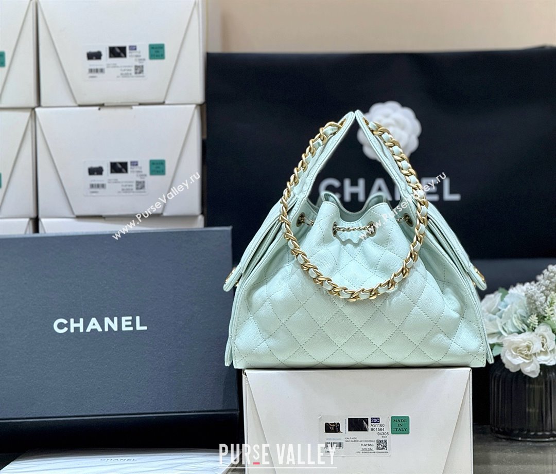 Chanel 25 Small Handbag in Grained Calfskin AS5293 Light Green Spring-Summer 2025 Top Quality (SHUNY-25050613)