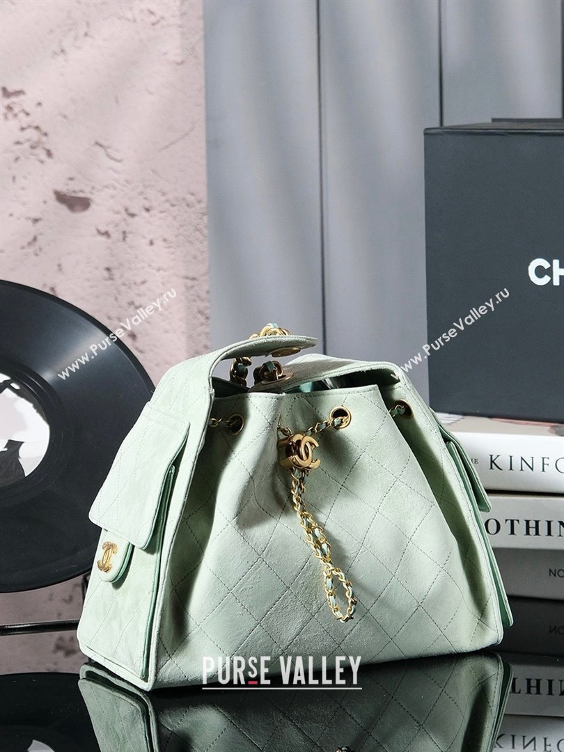 Chanel 25 Small Handbag in Suede AS5293 Green Spring-Summer 2025 (YEZI-25050609)