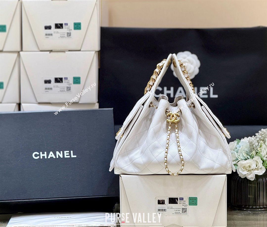 Chanel 25 Small Handbag in Grained Calfskin AS5293 White Spring-Summer 2025 Top Quality (SHUNY-25050614)