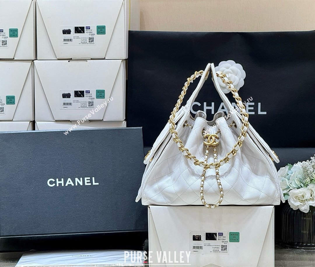 Chanel 25 Small Handbag in Grained Calfskin AS5293 White Spring-Summer 2025 Top Quality (SHUNY-25050614)