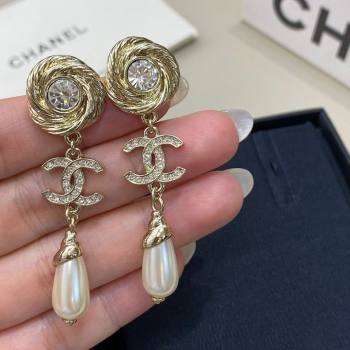 Chanel Round Long Earrings with Strass and Pearl 2025 0509 (YF-250509048)