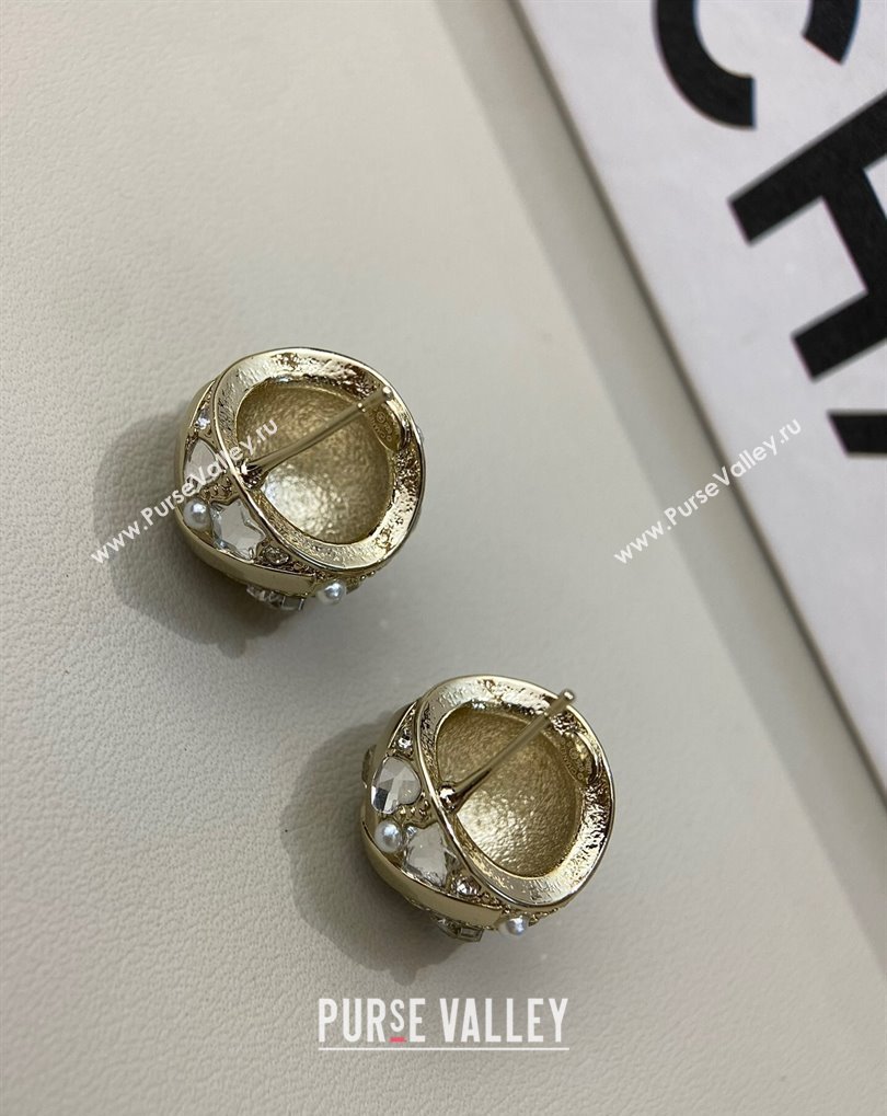 Chanel Stud Round Earrings with Strass and Pealrs 2025 0509 (YF-250509049)