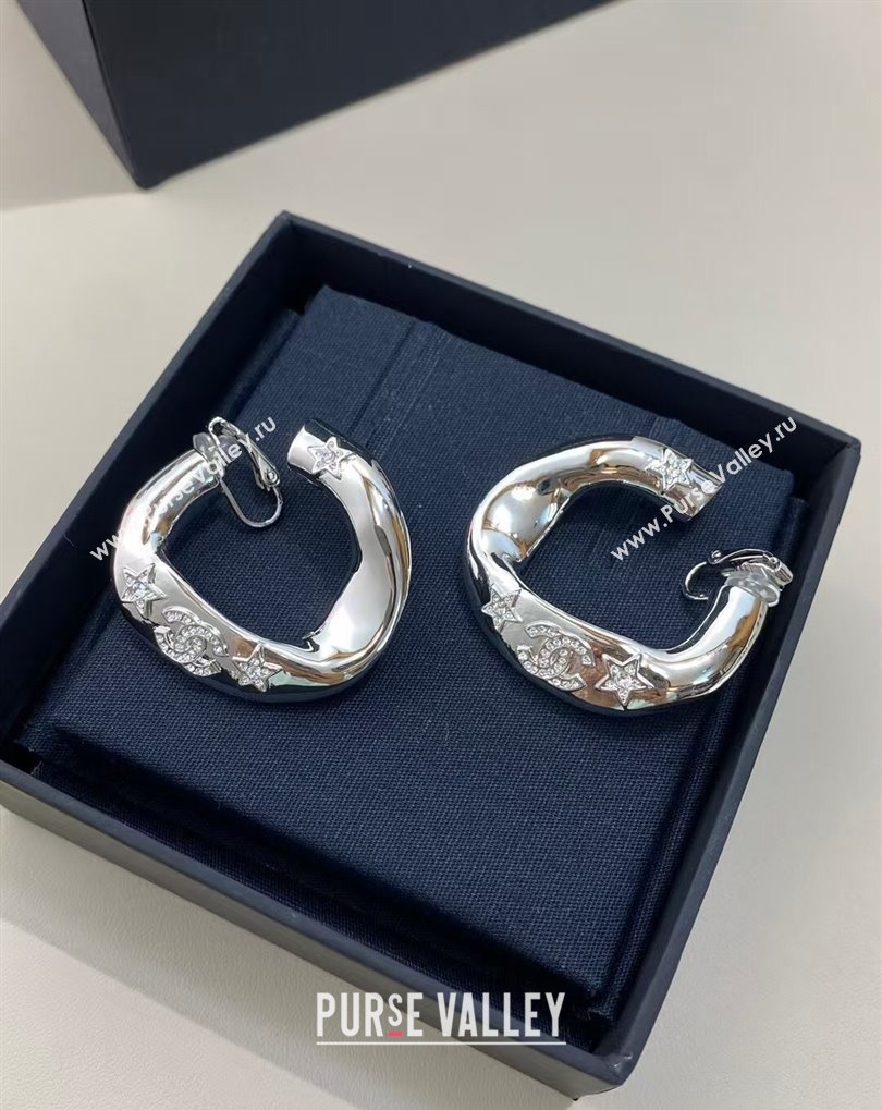 Chanel Hoop Earrings with Strass Star Silver 2025 0509 (YF-250509051)