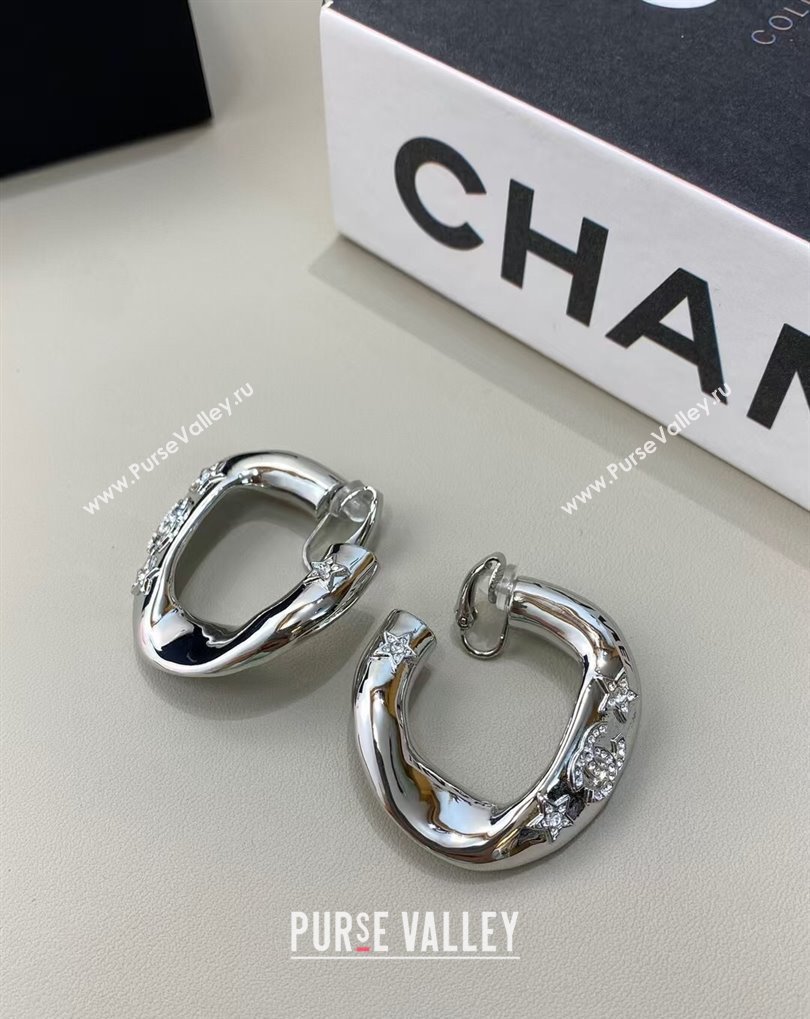 Chanel Hoop Earrings with Strass Star Silver 2025 0509 (YF-250509051)