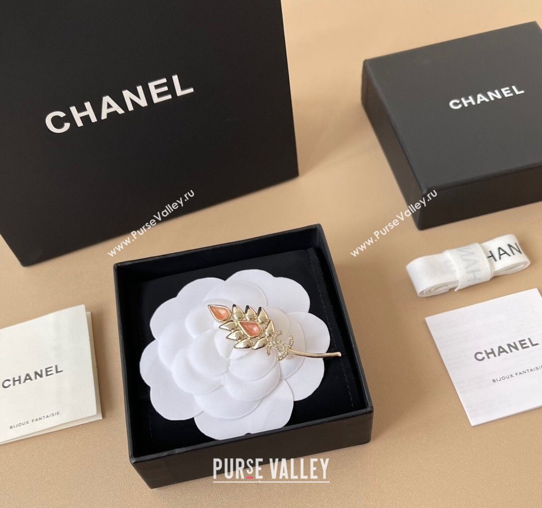 Chanel Feather Brooch Gold/Pink 2025 0509 (YF-250509053)