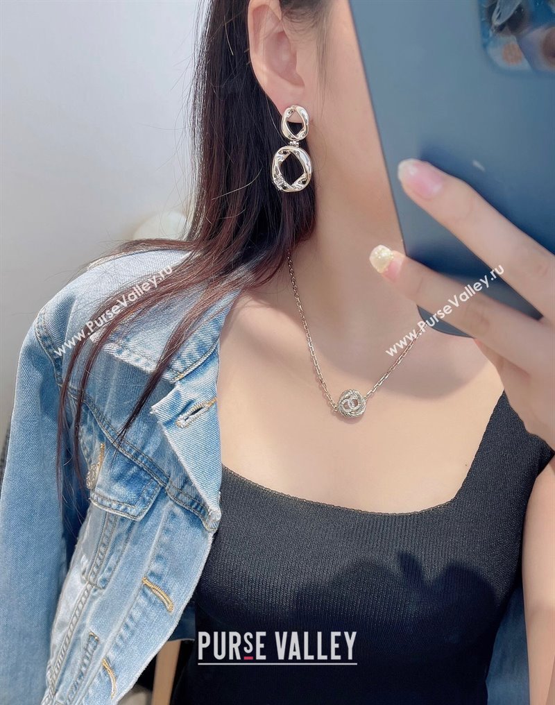 Chanel Strass Round Short Earrings with Strass CC Silver/Gold 2025 (YF-250509061)
