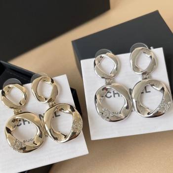 Chanel Strass Round Short Earrings with Strass CC Silver/Gold 2025 (YF-250509061)