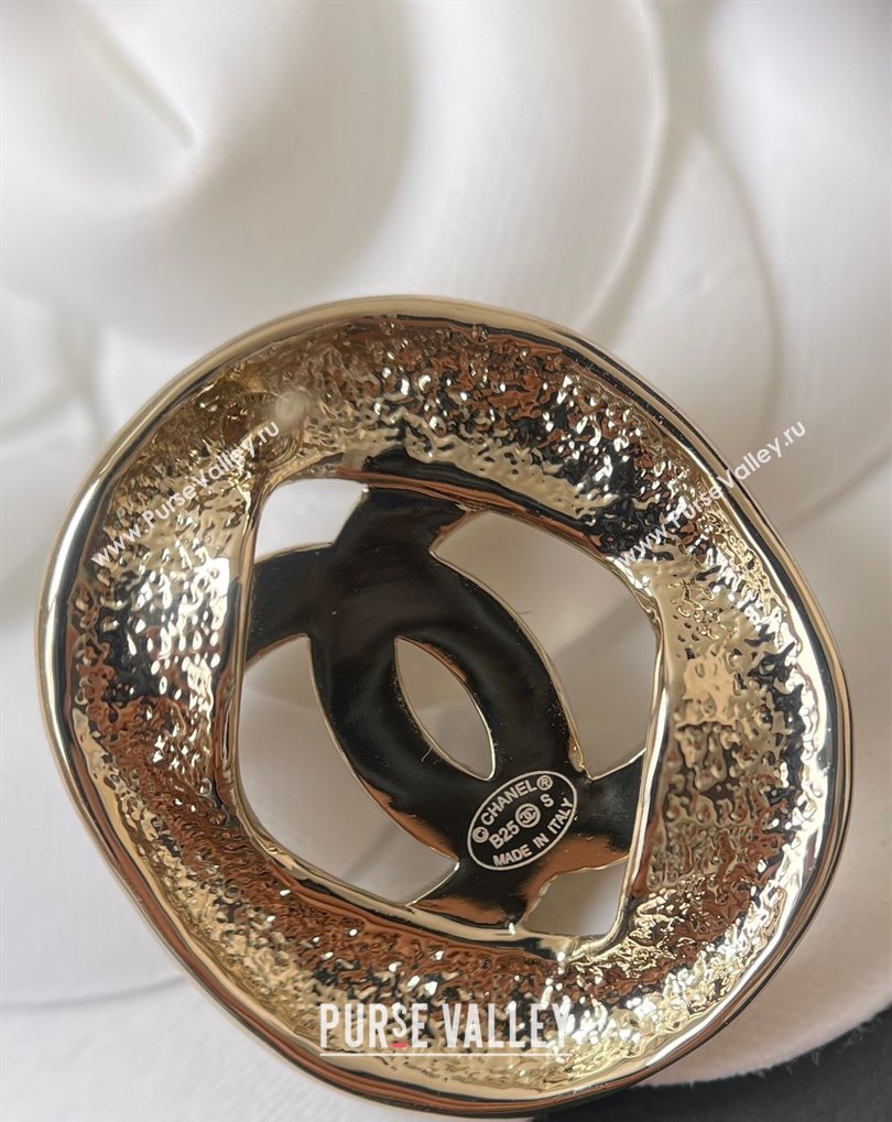 Chanel Strass CC Round Stud Earrings Gold 2025 0509 (YF-250509065)