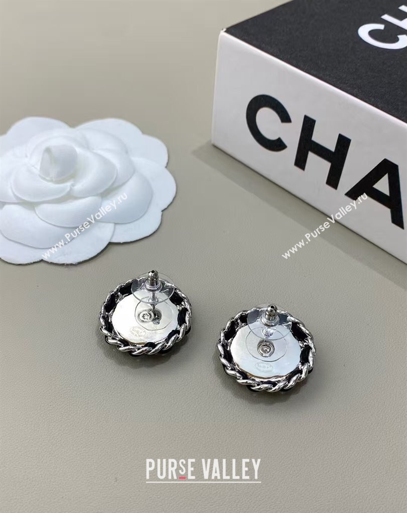 Chanel Chain Round Stud Earrings Black 2025 0509 (YF-250509082)