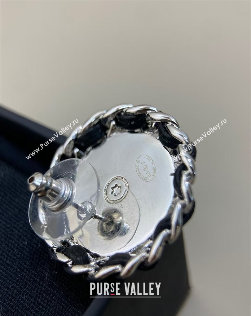 Chanel Chain Round Stud Earrings Black 2025 0509 (YF-250509082)
