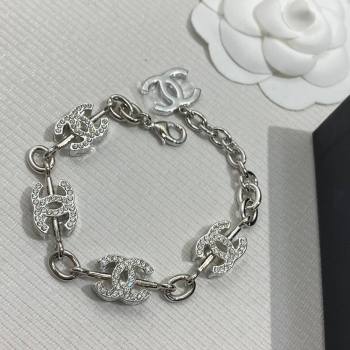 Chanel Chain Bracelet with Strass CC Silver 2025 0509 (YF-250509084)