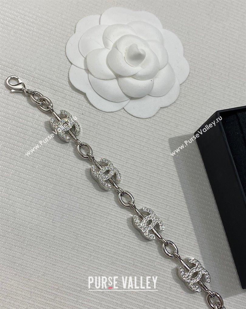 Chanel Chain Bracelet with Strass CC Silver 2025 0509 (YF-250509084)