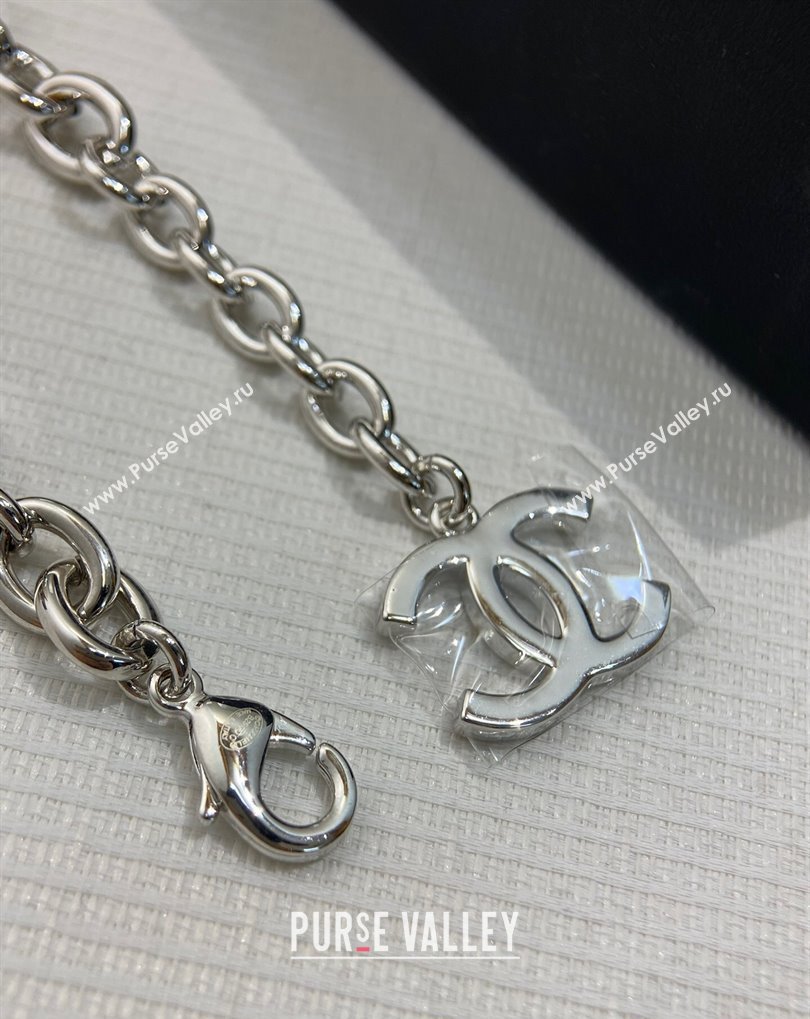 Chanel Chain Bracelet with Strass CC Silver 2025 0509 (YF-250509084)