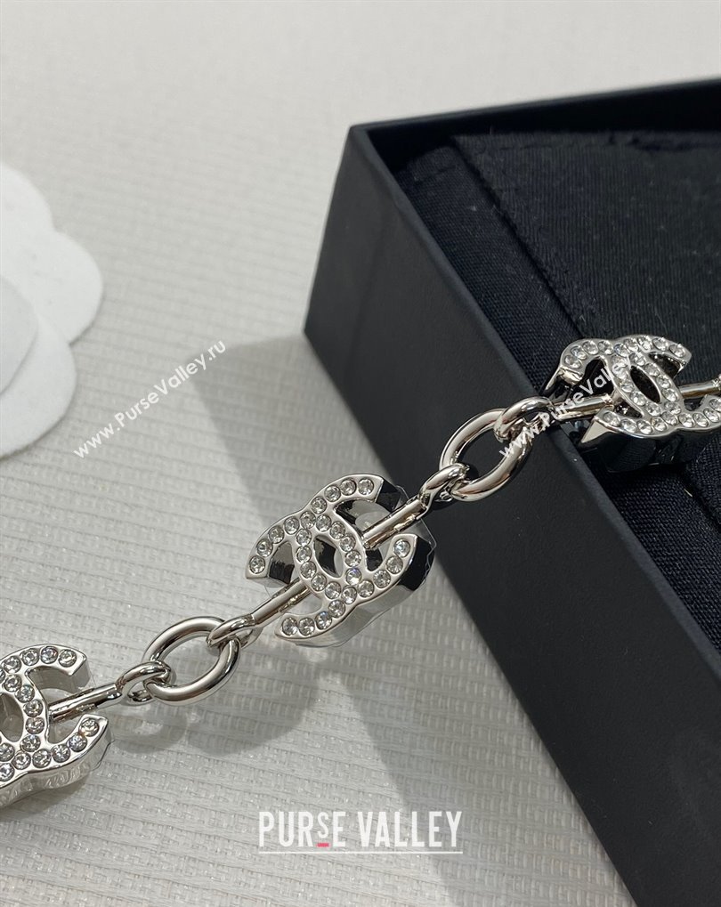 Chanel Chain Bracelet with Strass CC Silver 2025 0509 (YF-250509084)