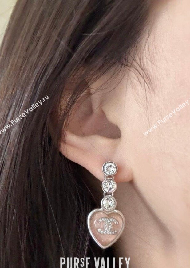 Chanel Strass Heart Earrings Light Pink 2025 0509 (YF-250509087)