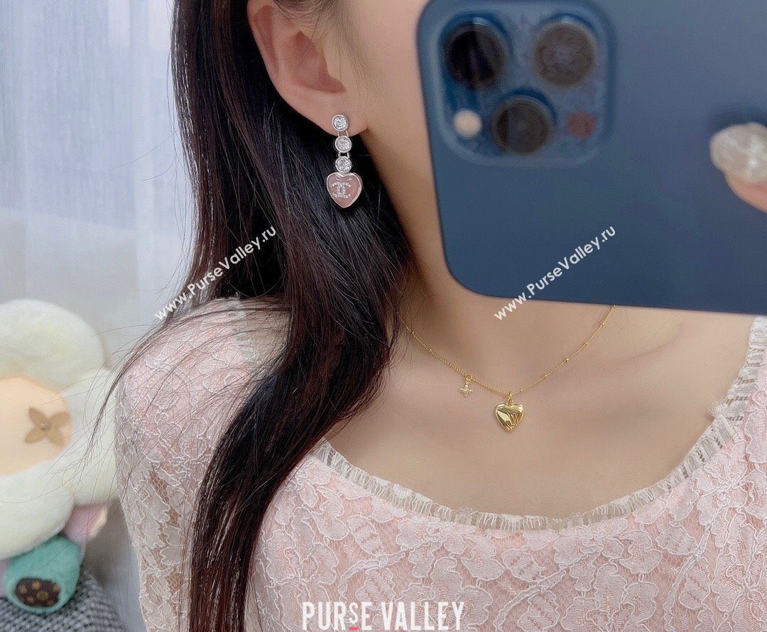 Chanel Strass Heart Earrings Light Pink 2025 0509 (YF-250509087)