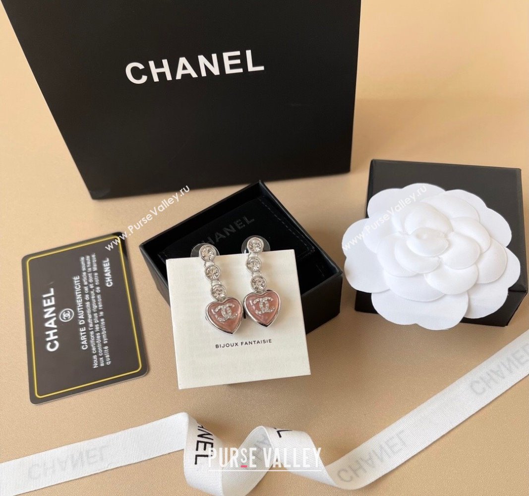 Chanel Strass Heart Earrings Light Pink 2025 0509 (YF-250509087)
