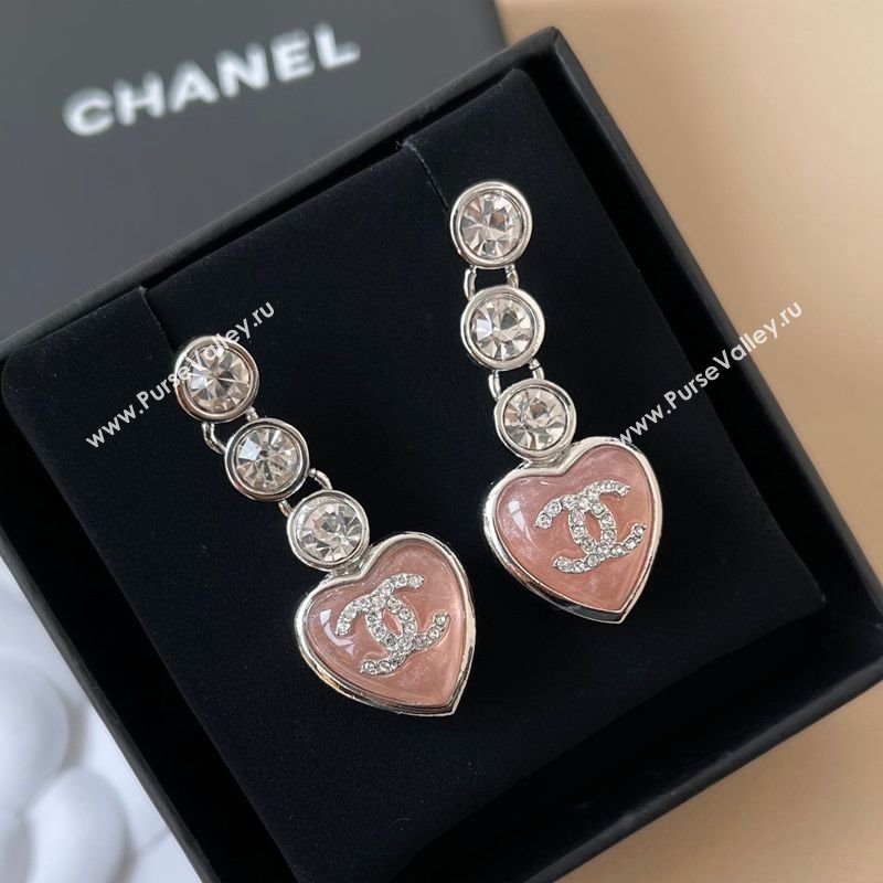 Chanel Strass Heart Earrings Light Pink 2025 0509 (YF-250509087)