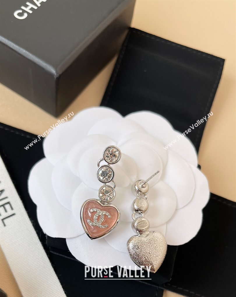 Chanel Strass Heart Earrings Light Pink 2025 0509 (YF-250509087)