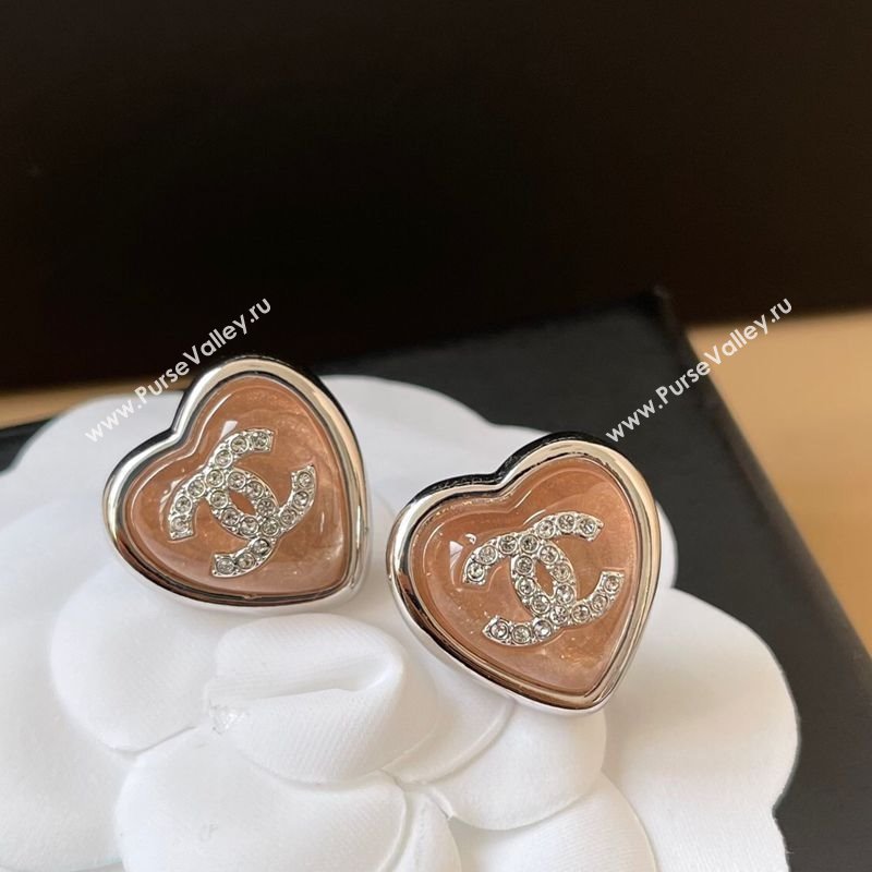 Chanel Heart Stud Earrings Light Pink 2025 0509 (YF-250509088)