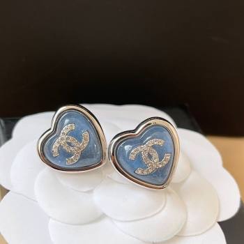 Chanel Heart Stud Earrings Light Blue 2025 0509 (YF-250509089)