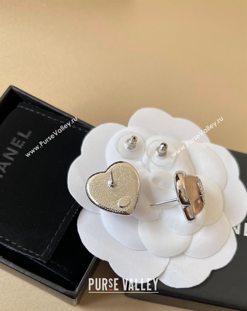 Chanel Heart Stud Earrings Light Blue 2025 0509 (YF-250509089)