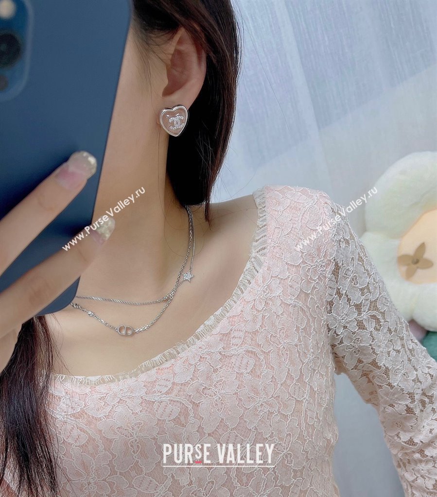 Chanel Heart Stud Earrings Light Pink 2025 0509 (YF-250509088)
