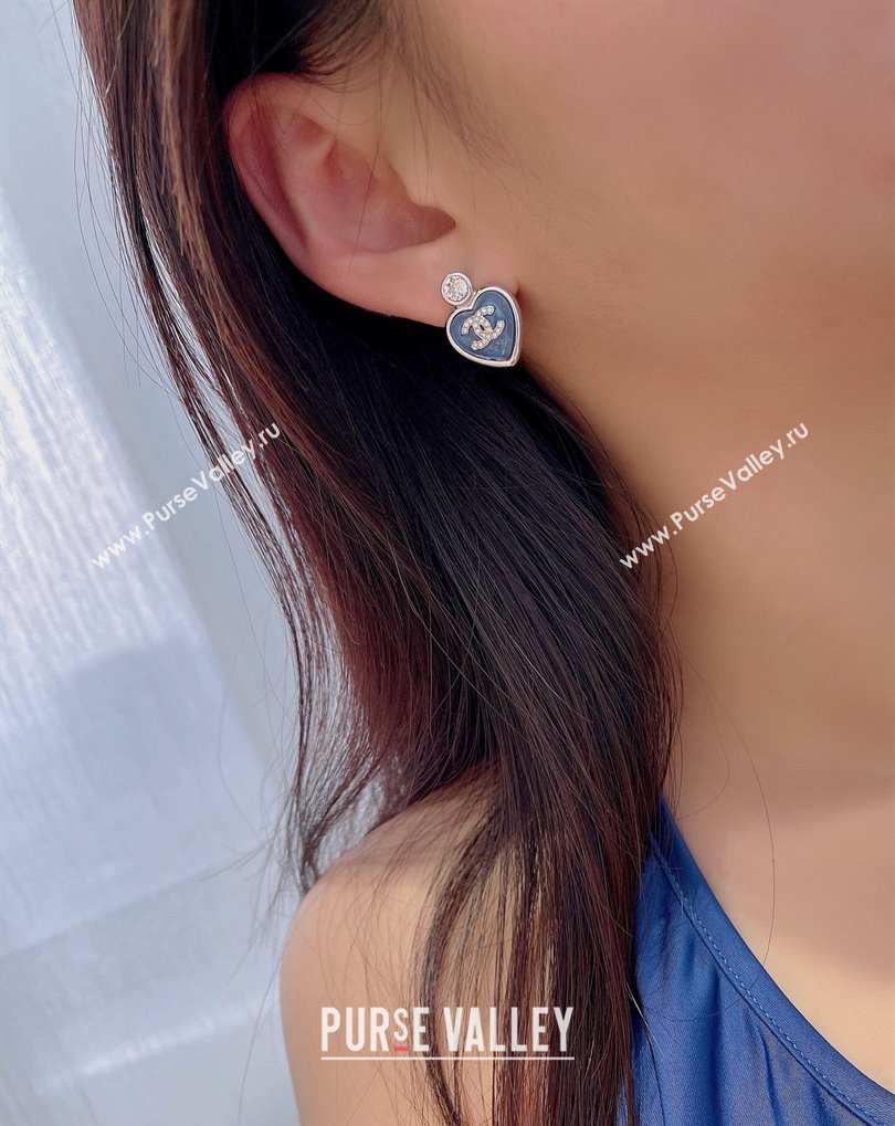 Chanel Heart Short Earrings Light Blue 2025 0509 (YF-250509091)