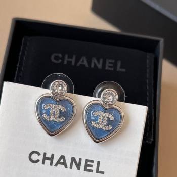 Chanel Heart Short Earrings Light Blue 2025 0509 (YF-250509091)