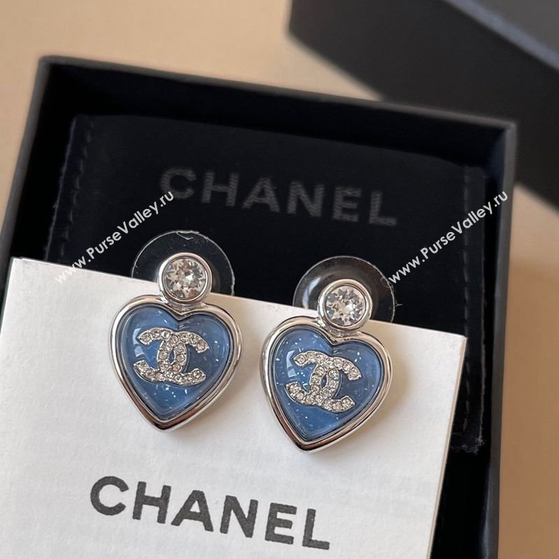 Chanel Heart Short Earrings Light Blue 2025 0509 (YF-250509091)