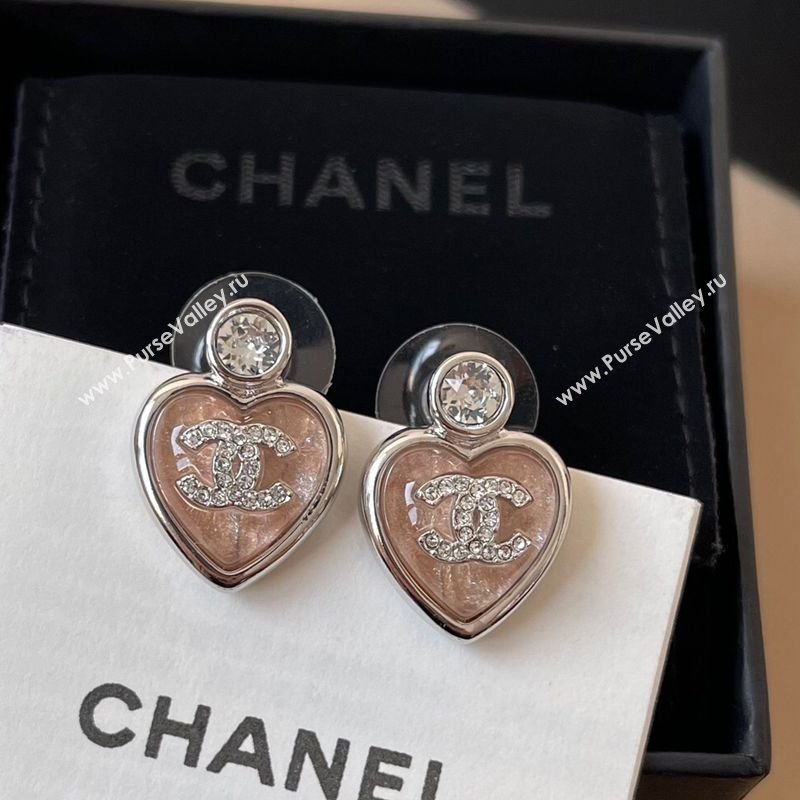 Chanel Heart Short Earrings Light Pink 2025 0509 (YF-250509090)