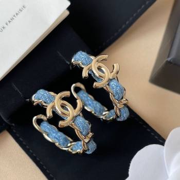 Chanel Chain Denim Hoop Earrings Blue 2025 0509 (YF-250509092)