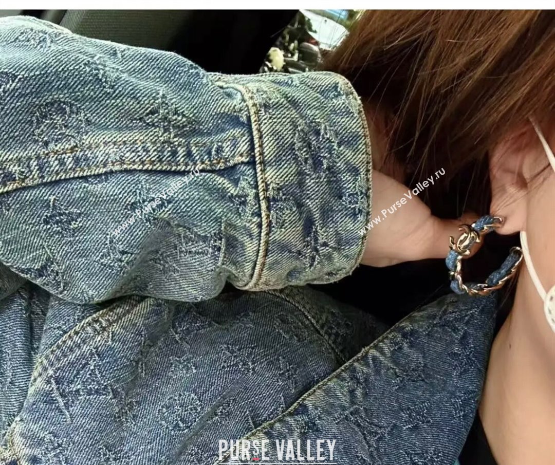 Chanel Chain Denim Hoop Earrings Blue 2025 0509 (YF-250509092)