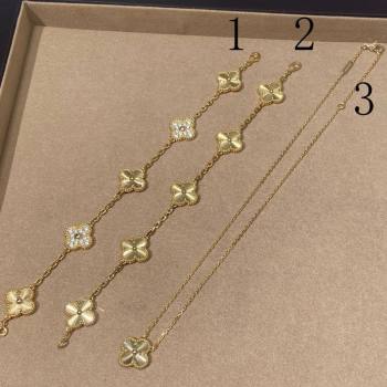 Van Cleef Arpels Alhambra Bracelet, 5 Motifs and Pendant Necklace Gold 2025 0509 (YF-250509123)