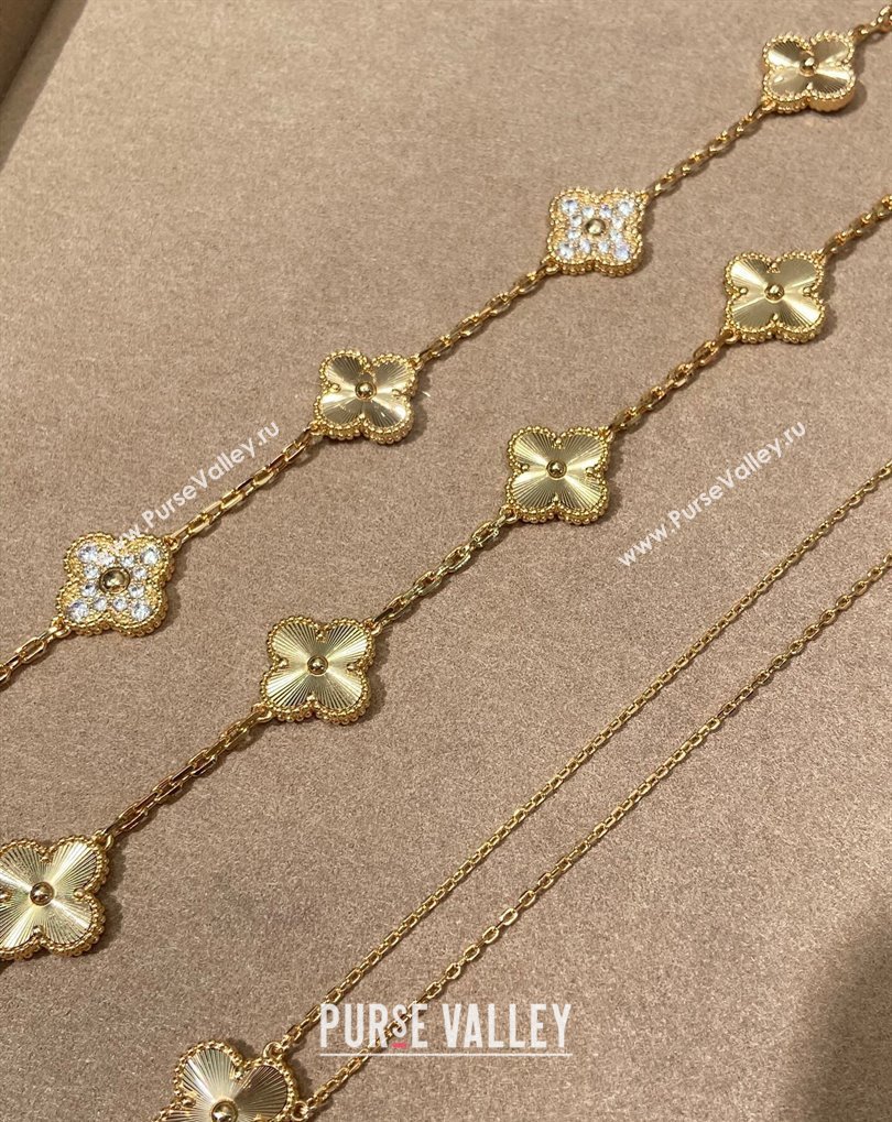 Van Cleef Arpels Alhambra Bracelet, 5 Motifs and Pendant Necklace Gold 2025 0509 (YF-250509123)