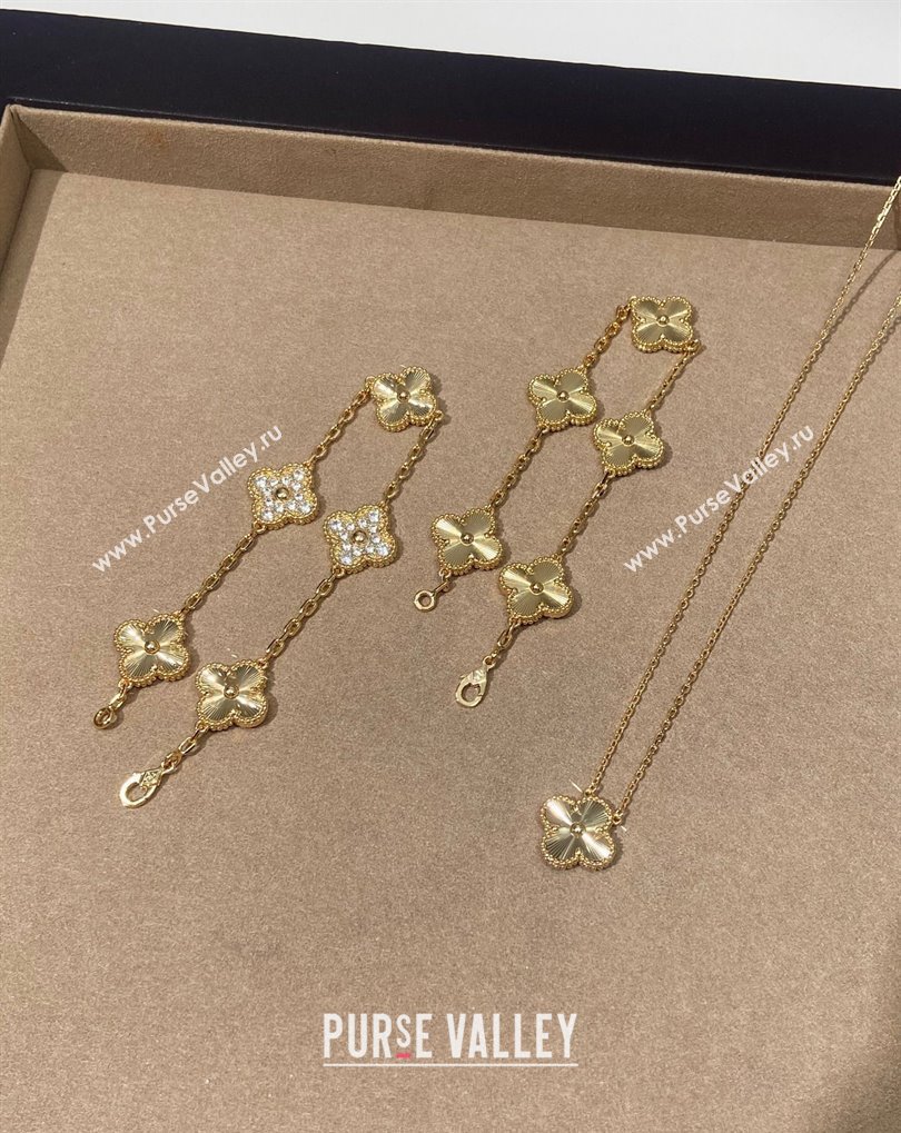 Van Cleef Arpels Alhambra Bracelet, 5 Motifs and Pendant Necklace Gold 2025 0509 (YF-250509123)