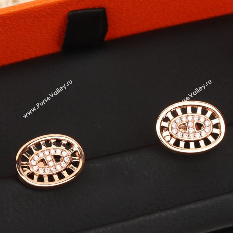 Hermes Chaine dAncre Stud Earrings with Strass Gold 2025 0510 (YF-25051001)
