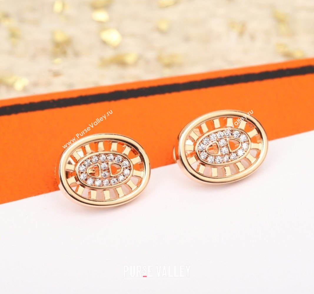 Hermes Chaine dAncre Stud Earrings with Strass Gold 2025 0510 (YF-25051001)
