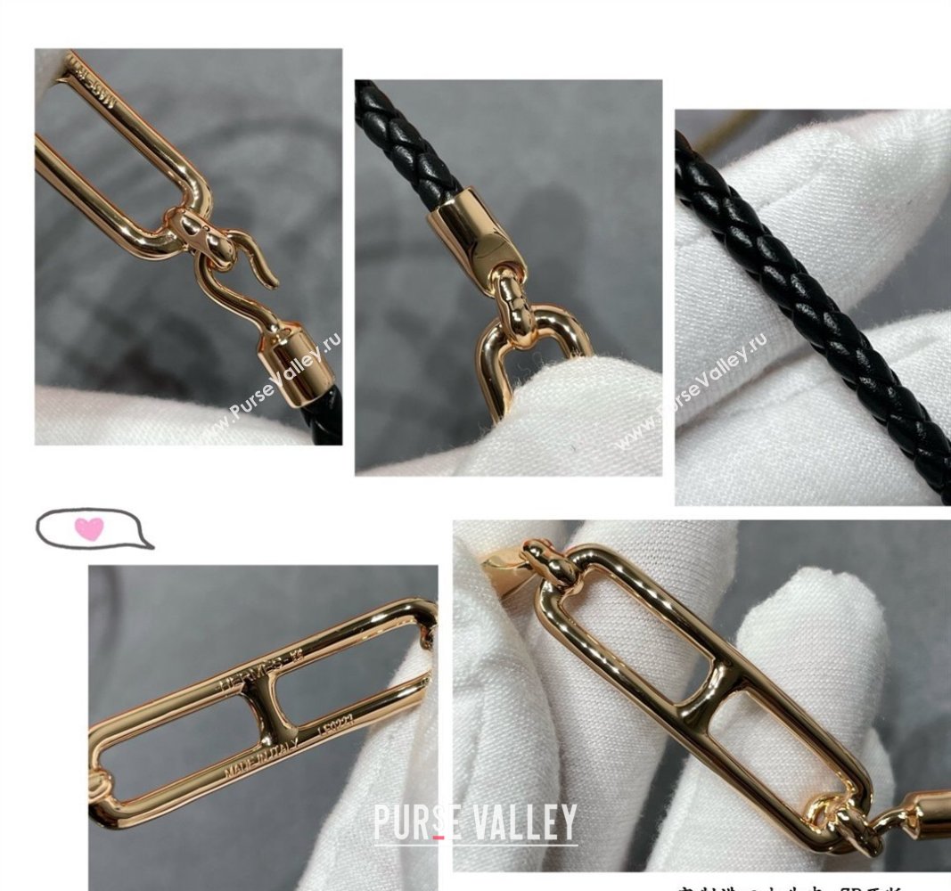 Hermes Roulis Double Tour Calfskin bracelet Black/Rose Gold 2025 0510 (YF-25051003)