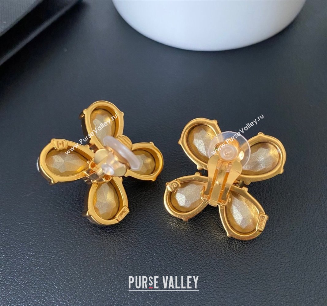 Saint Laurent Strass Bloom Earrings Red 2025 0509 (YF-250509105)