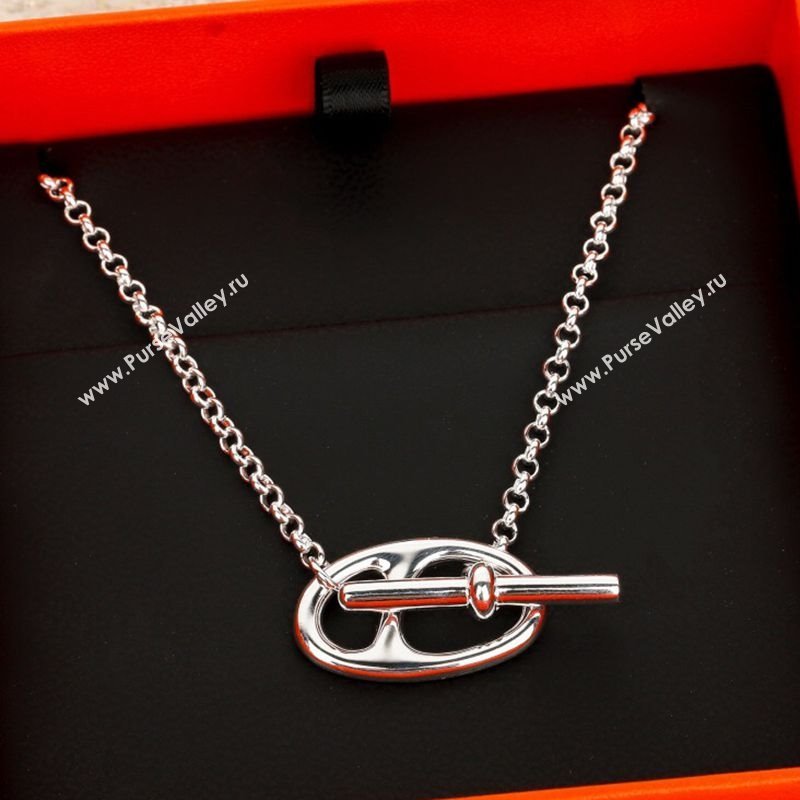 Hermes Chaine dAncre Short Peandant Necklace Silver 2025 051003 (YF-25051015)