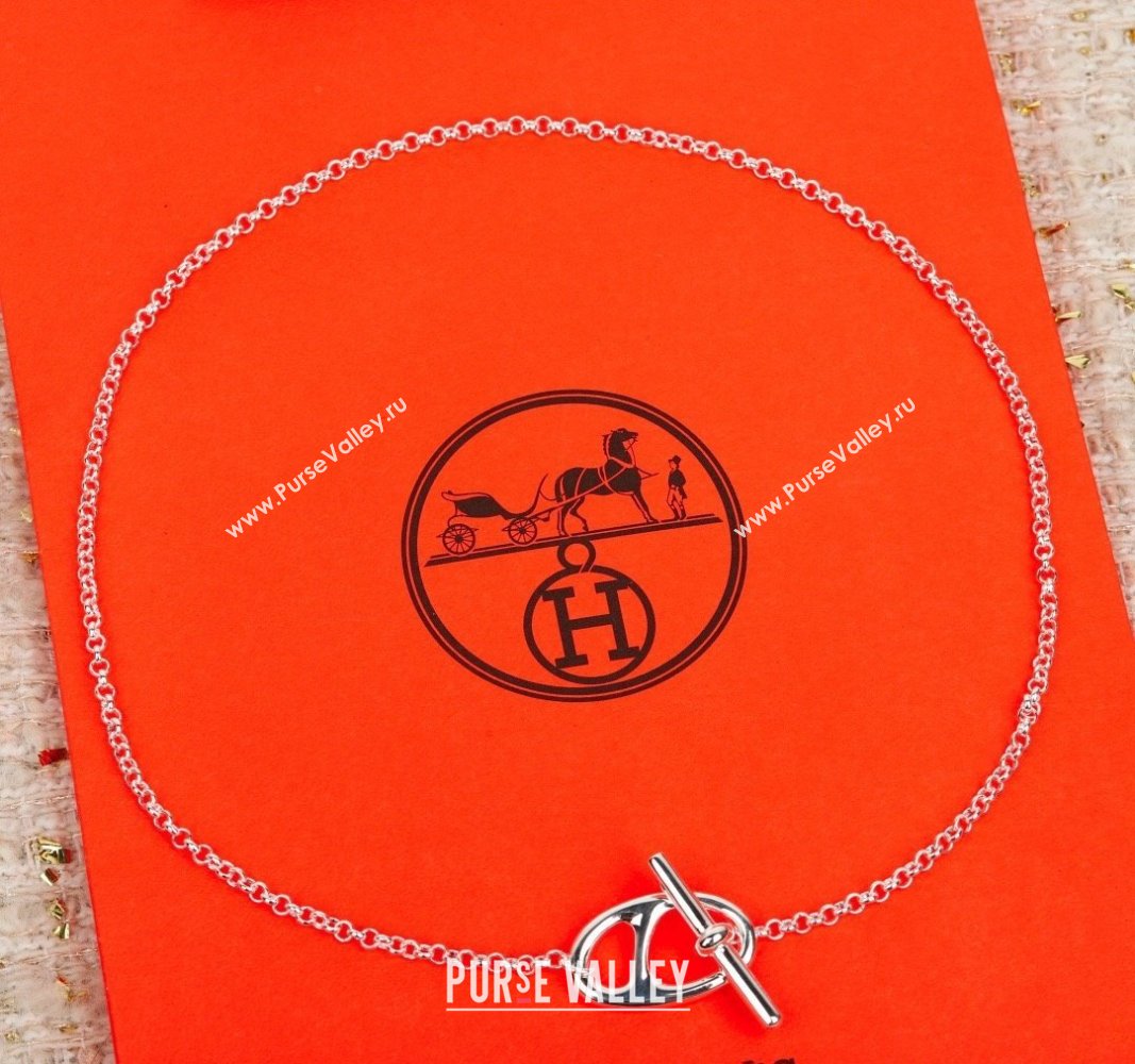 Hermes Chaine dAncre Short Peandant Necklace Silver 2025 051003 (YF-25051015)