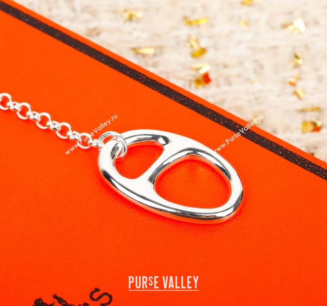 Hermes Chaine dAncre Short Peandant Necklace Silver 2025 051003 (YF-25051015)