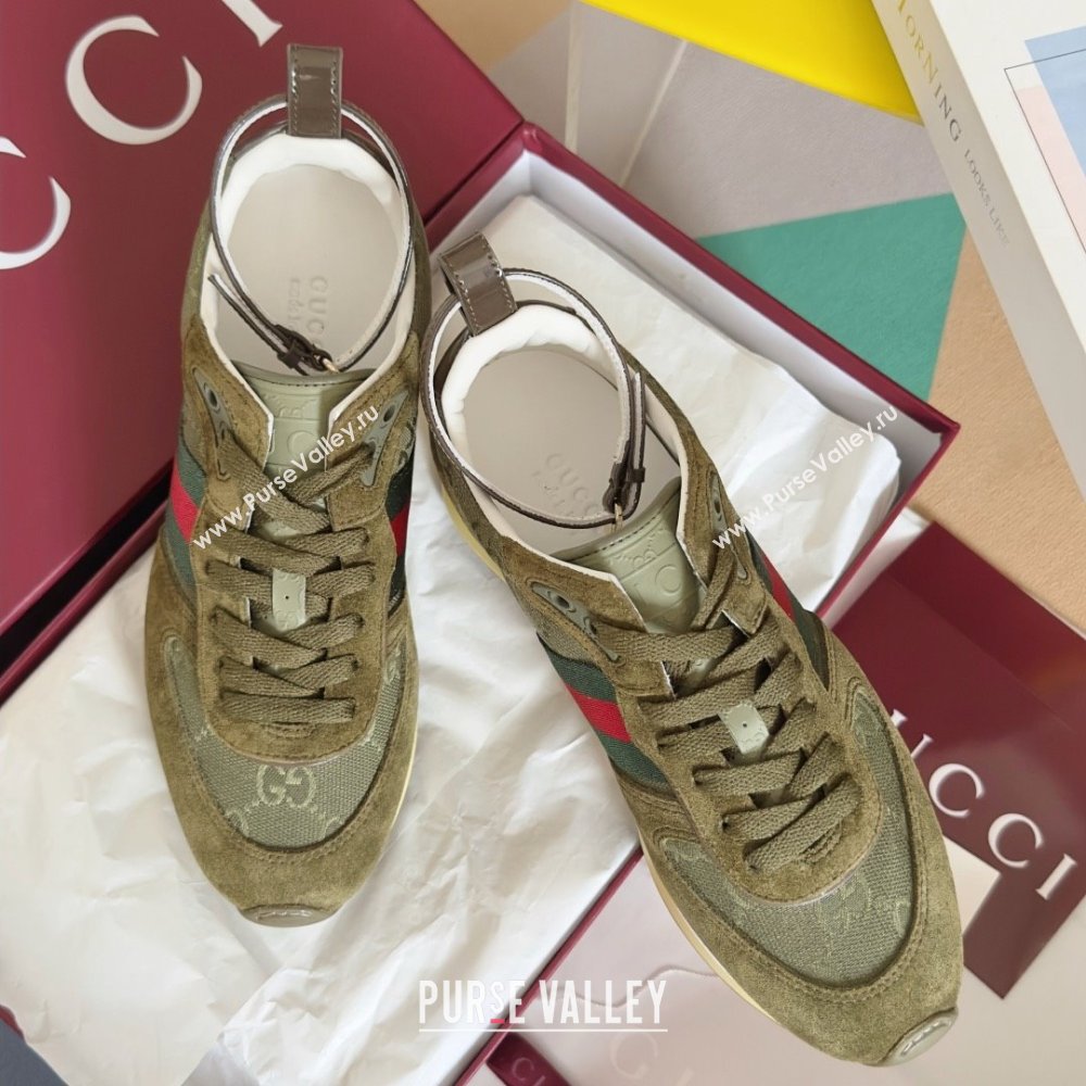 Gucci Re-Motion Sneaker in Suede GG Nylon 840291 Dark Green 2025 (KL-25051402)