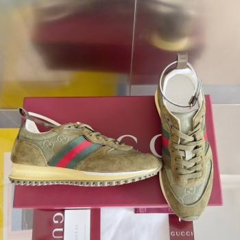 Gucci Re-Motion Sneaker in Suede GG Nylon 840291 Dark Green 2025 (KL-25051402)
