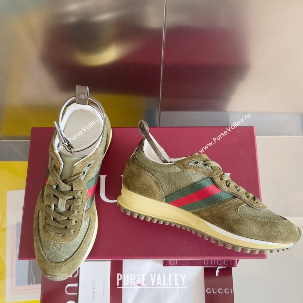 Gucci Re-Motion Sneaker in Suede GG Nylon 840291 Dark Green 2025 (KL-25051402)