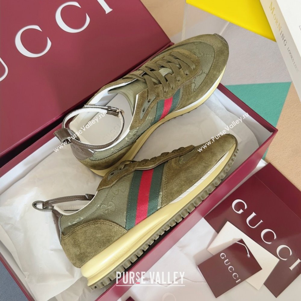 Gucci Re-Motion Sneaker in Suede GG Nylon 840291 Dark Green 2025 (KL-25051402)